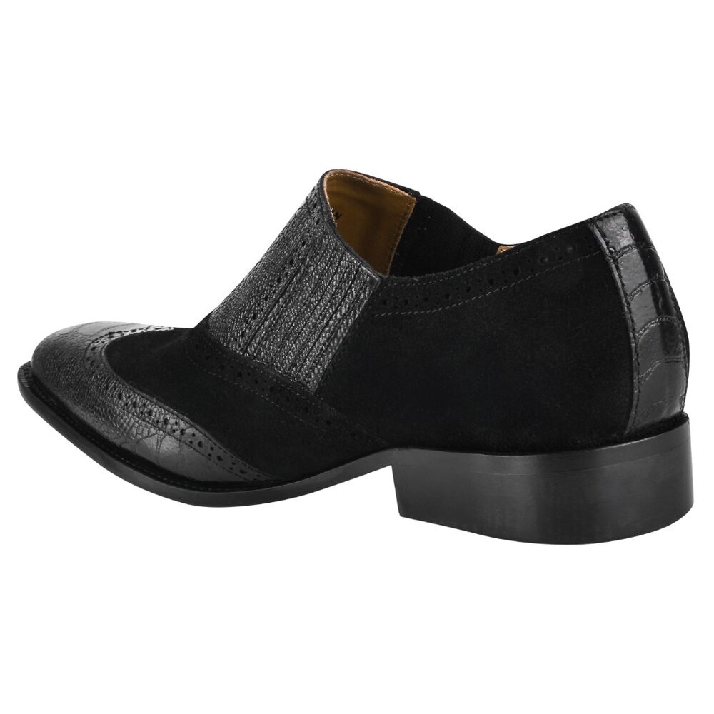 Megan Men’s Ostrich Leg Printed Suede Leather Loafer Shoes - Picture 3 of 8